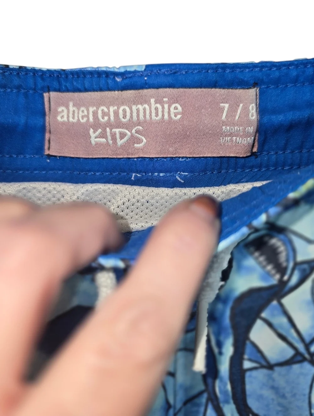 Abercrombie Kids Boys Swim Trunks Bundle Beach Shark Blue Shorts Lot Size 7/8
